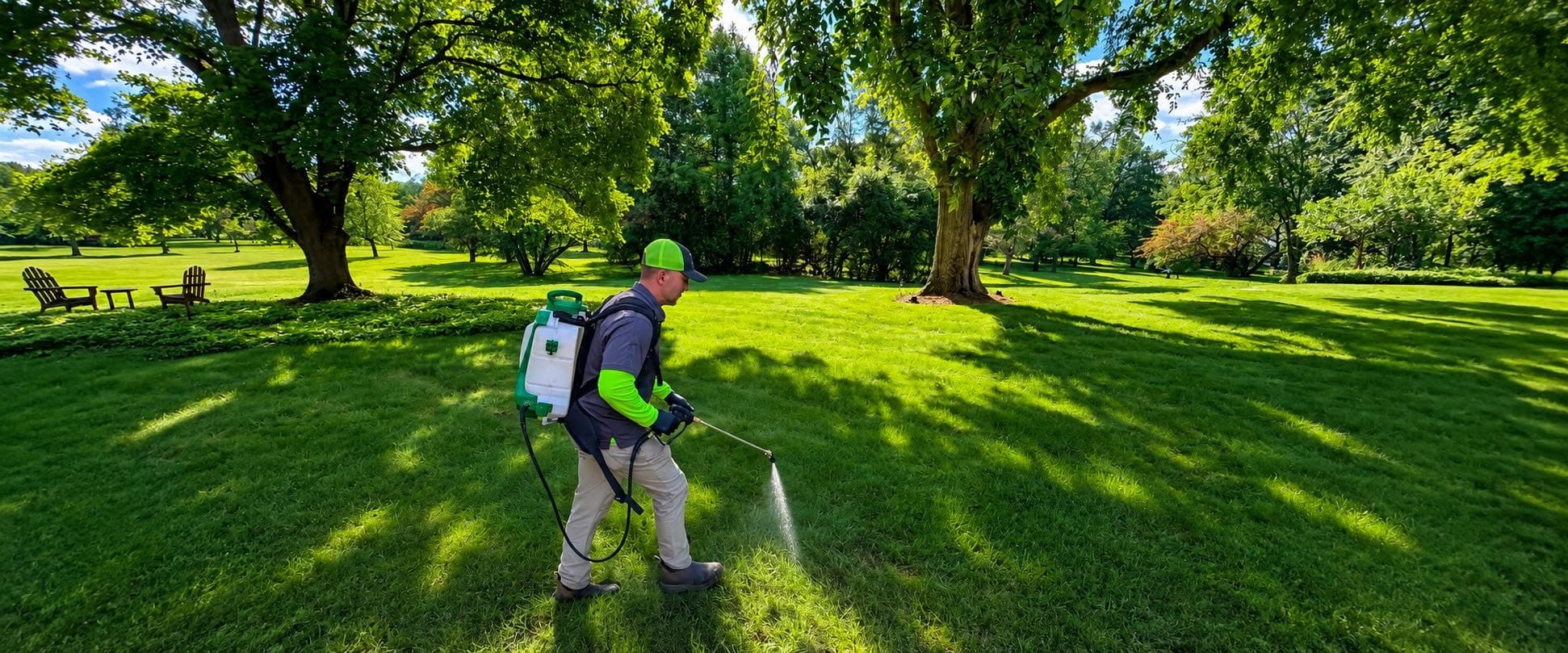 Eco-friendly lawn treatment in progress